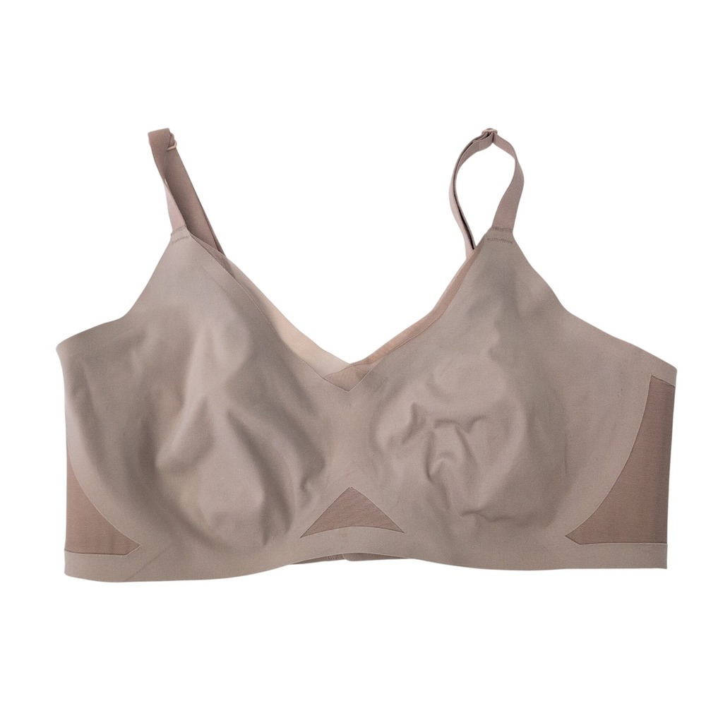 Honeylove Silhouette Bra Tan Nude Wire Free Seamless Mesh Bralette Size Large